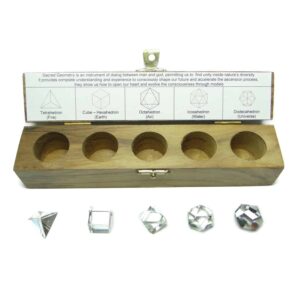 Crystal Quartz (Sphatik) Platonic Solids 5 Pcs Sacret Geometry Set
