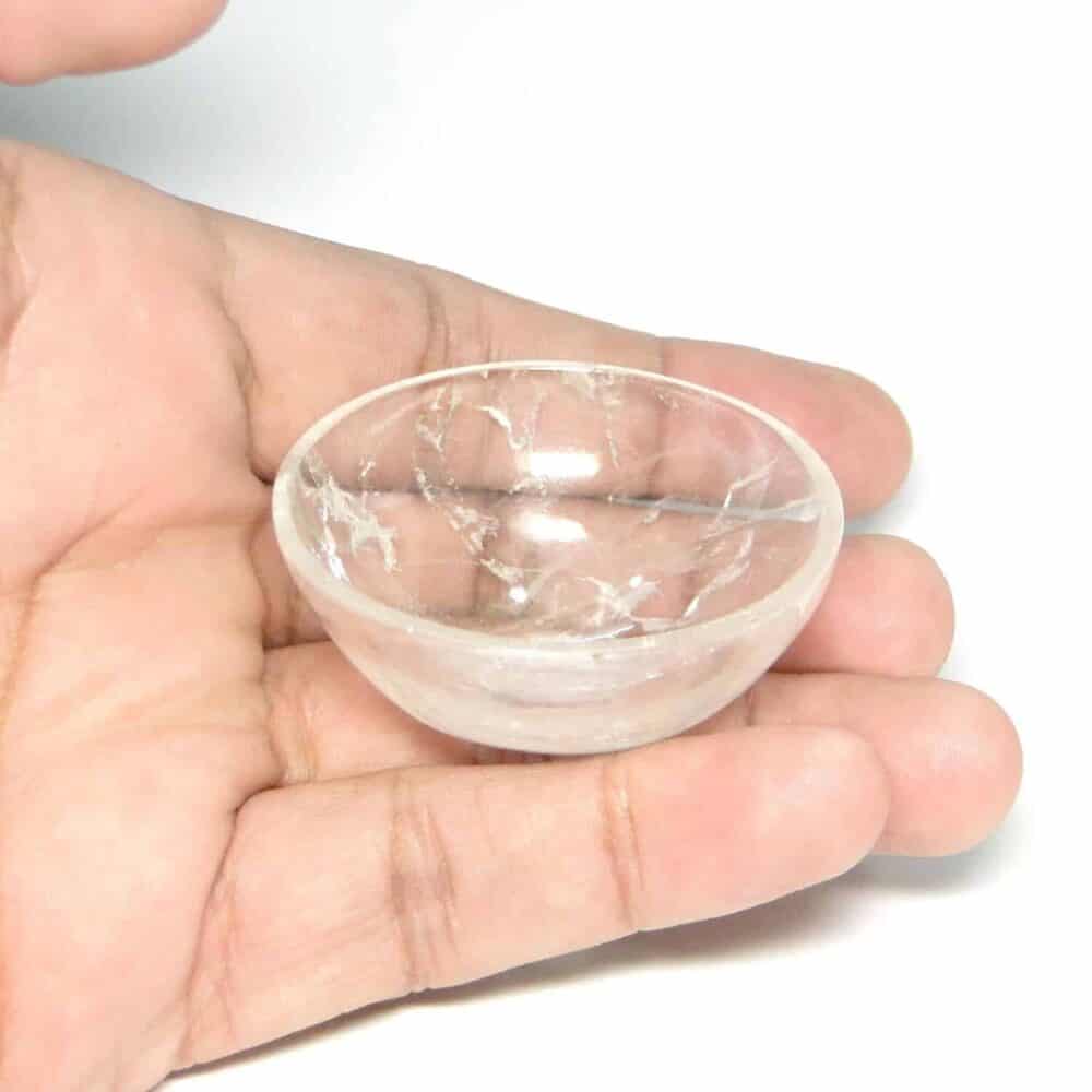 Crystal Quartz (Sphatik) Gemstone Bowl 2" - Image 2