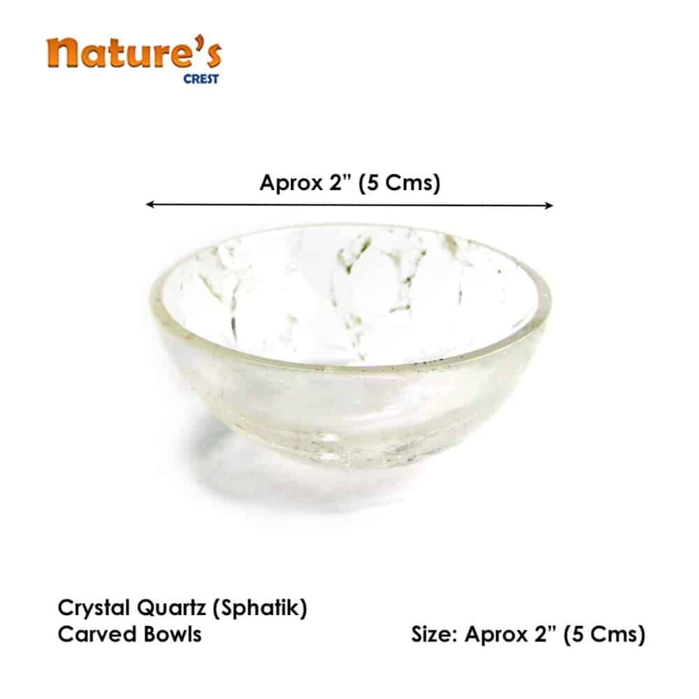 Nature's Crest - Crystal Quartz (Sphatik) Gemstone Bowl 2" - Crystal Quartz Bowl 2 Vector