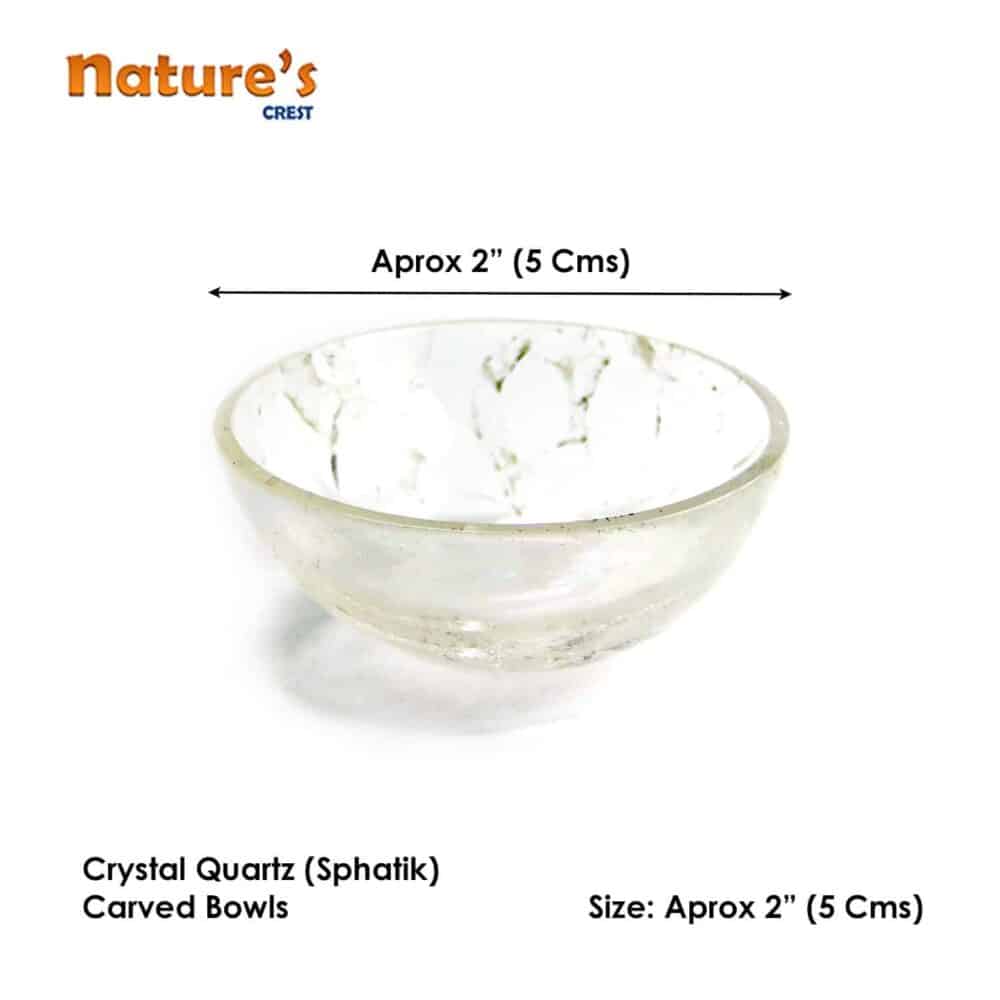 Crystal Quartz (Sphatik) Gemstone Bowl 2" - Image 3