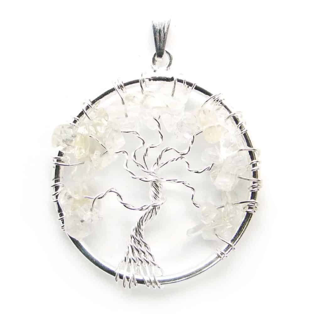 Nature's Crest - Crystal Quartz (Sphatik) Tree of Life Pendant - Crystal Quartz Tree of Life Pendant