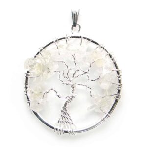 Crystal Quartz (Sphatik) Tree of Life Pendant