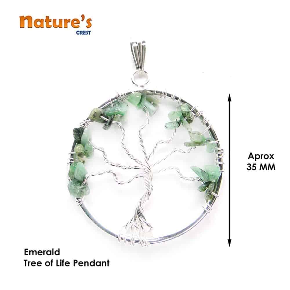 Nature's Crest - Emerald (Panna) Tree of Life Pendant - Emerald Tree of Life Pendants Vector