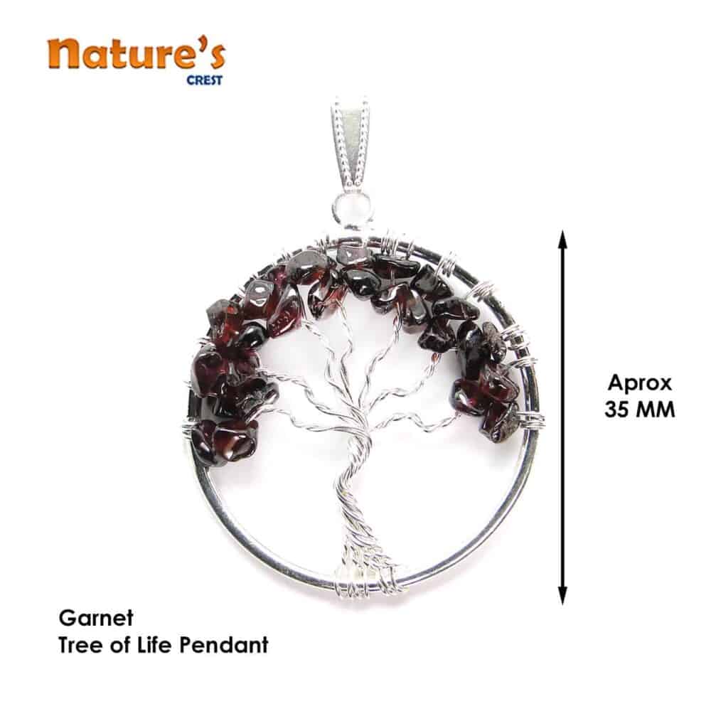Nature's Crest - Garnet Tree of Life Pendant - Garnet Tree of Life Pendants Vector