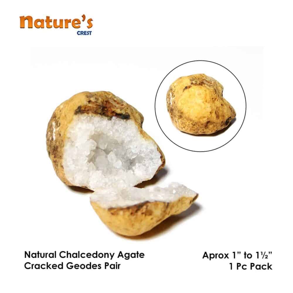 Chalcedony Agate Cracked Natural Geodes Pair - Image 3