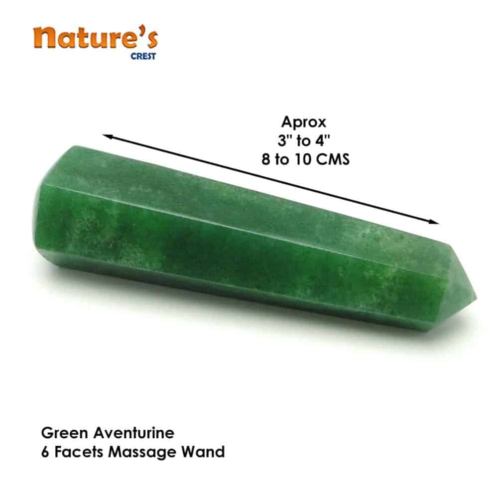Nature's Crest - Green Aventurine Healing Wand Massage Stick - Green Aventurine 6 Fac Massage Vector B