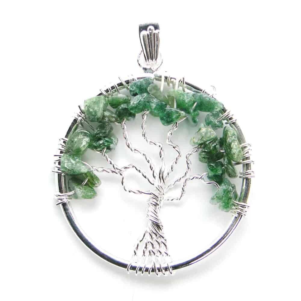 Nature's Crest - Green Aventurine Dark Tree of Life Pendant - Green Aventurine Dark Tree of Life Pendant