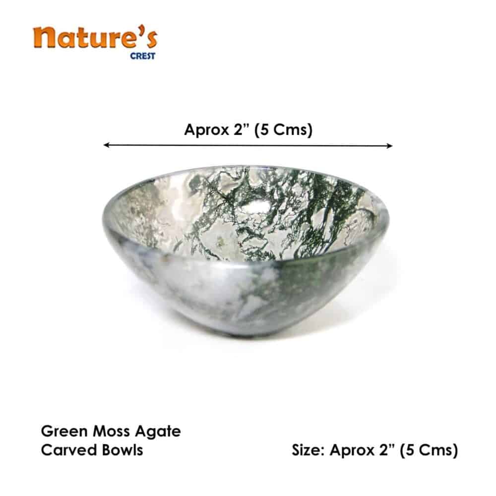 Nature's Crest - Green Moss Agate Gemstone Bowl 2" - Green moss Agate Bowl 2 Vector