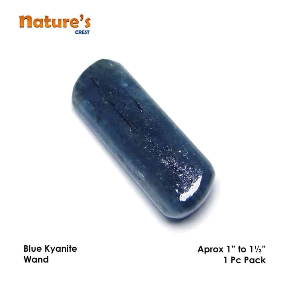 Nature's Crest - Blue Kyanite Healing Wand Massage Stick - Kyanite Wand 1 inch Vector 1 Pc