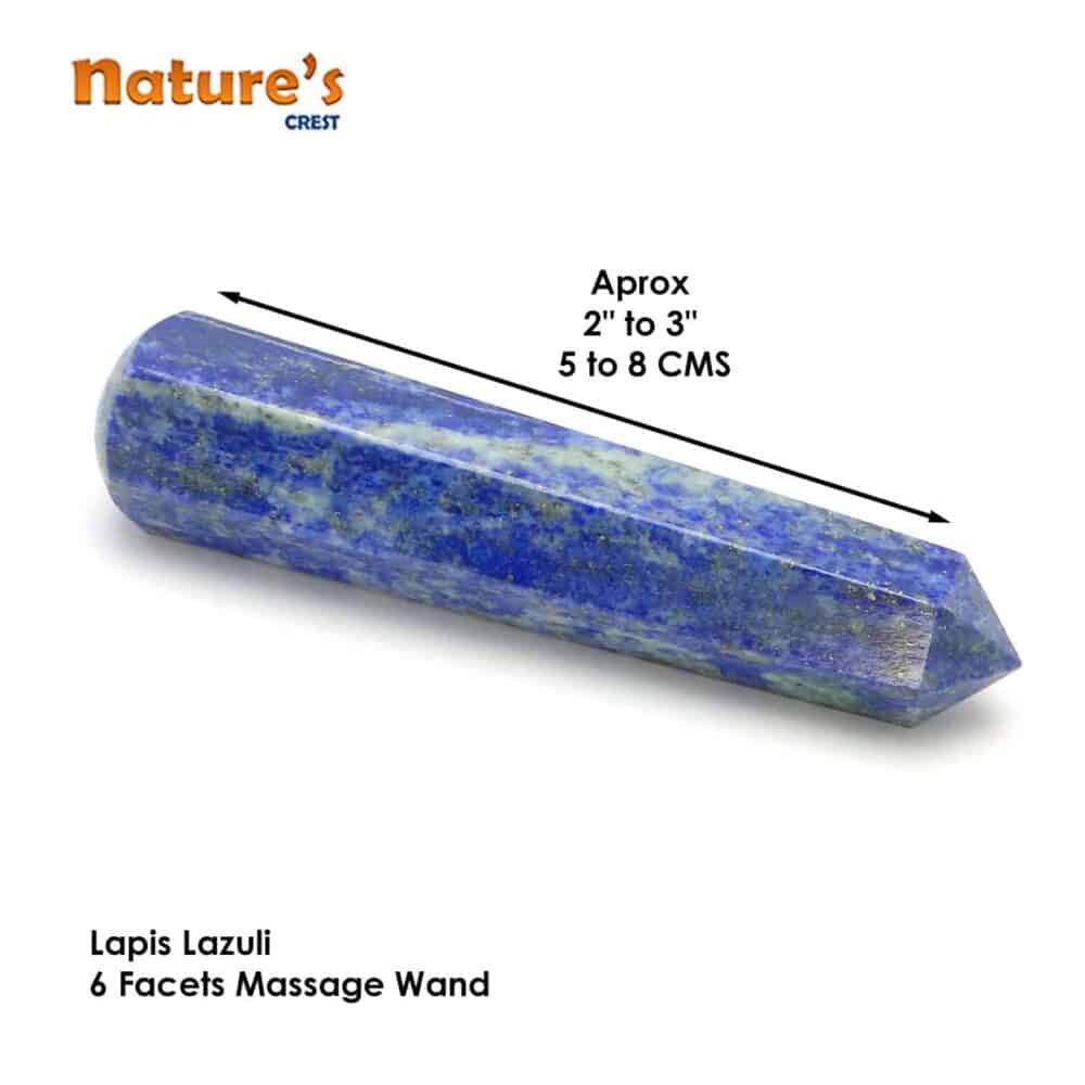 Nature's Crest - Lapis Lazuli Healing Wand Massage Stick - Lapis 6 Fac Massage Vector A