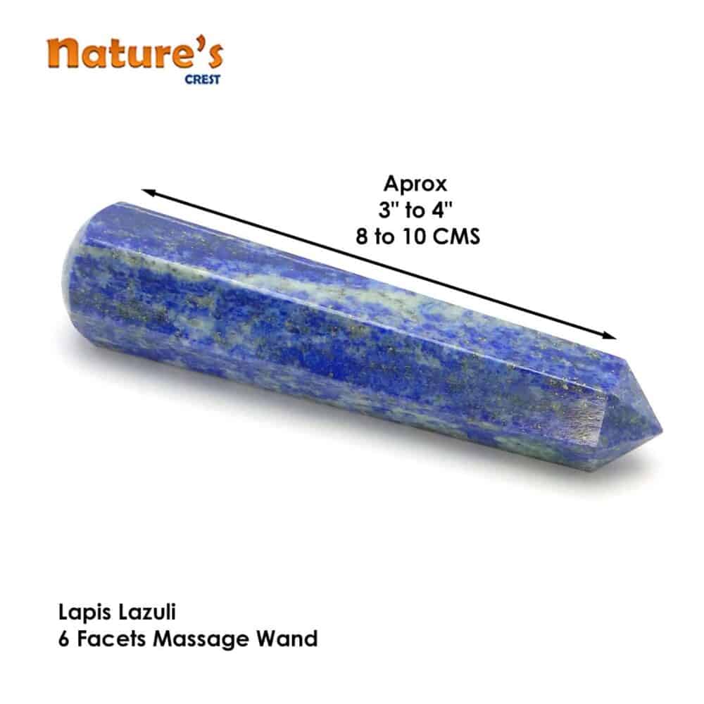Nature's Crest - Lapis Lazuli Healing Wand Massage Stick - Lapis 6 Fac Massage Vector B