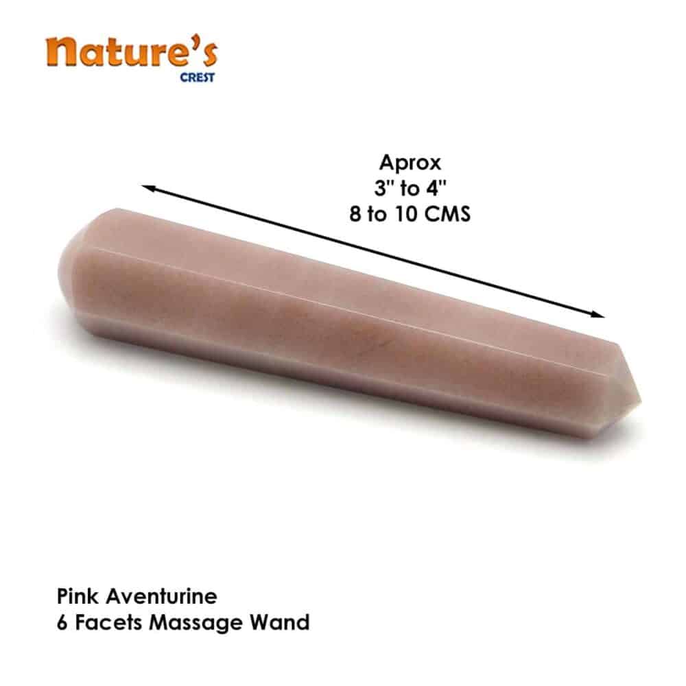 Nature's Crest - Pink Aventurine Healing Wand Massage Stick - Pink Aventurine 6 Fac Massage Vector