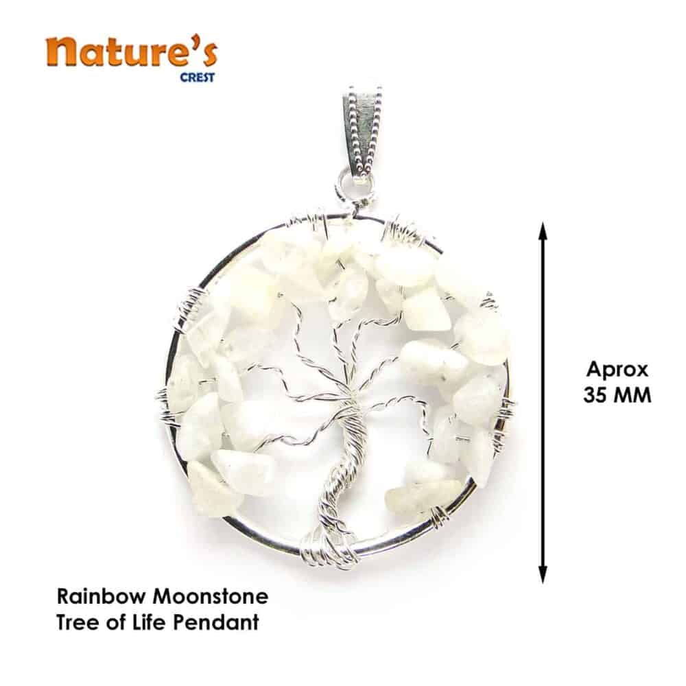 Nature's Crest - Rainbow Moonstone Tree of Life Pendant - Rainbow Moonstone Tree of Life Pendants Vector