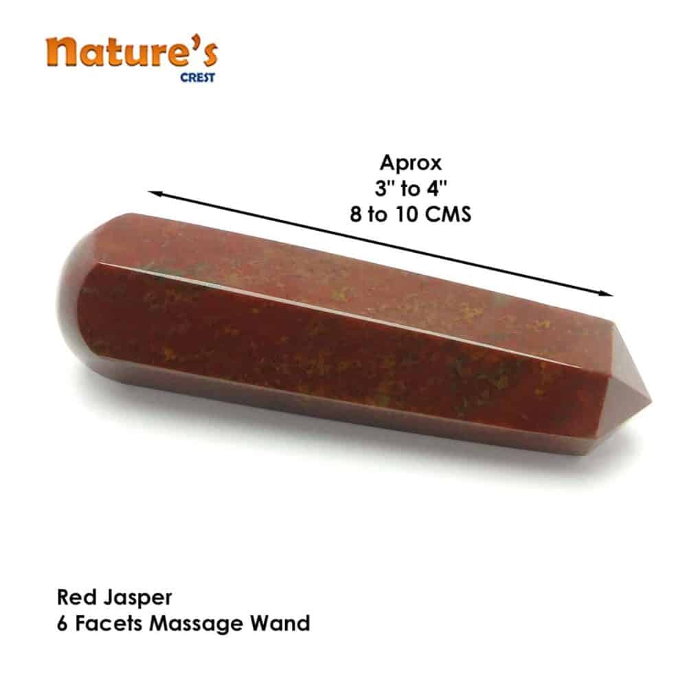 Nature's Crest - Red Jasper Healing Wand Massage Stick - Red Jasper 6 Fac Massage Vector A
