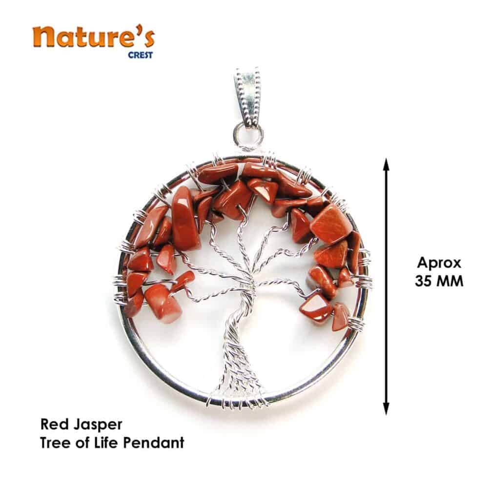 Nature's Crest - Red Jasper Tree of Life Pendant - Red Jasper Tree of Life Pendants Vector