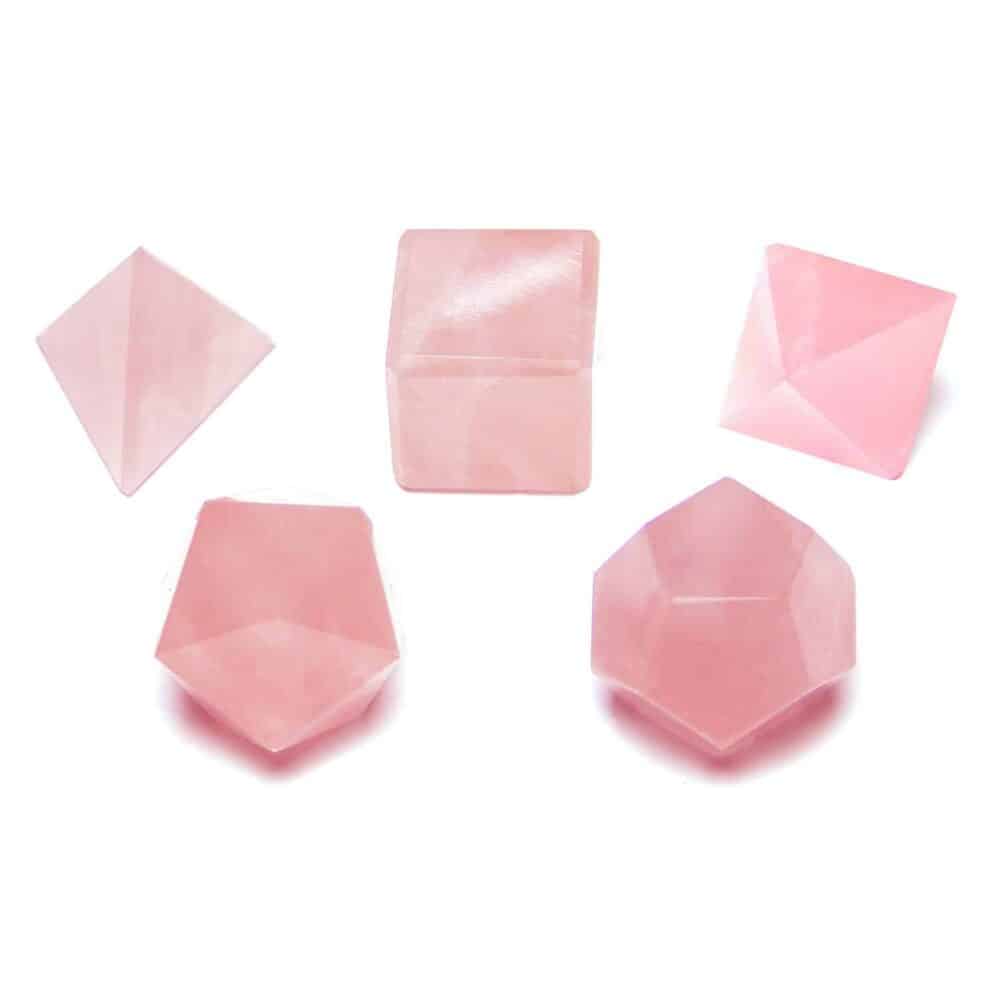 Rose Quartz Platonic Solids 5 Pcs Set Sacret Geometry Set - Image 2