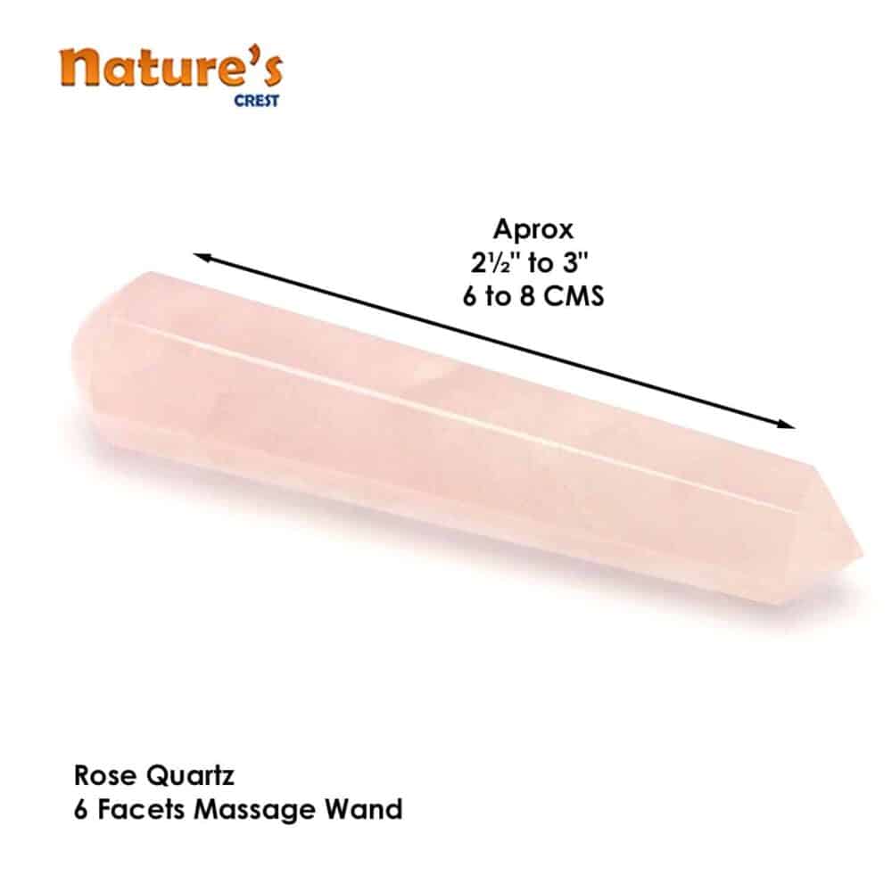 Nature's Crest - Rose Quartz Healing Wand Massage Stick - Rose Quartz 6 Fac Massage Vector
