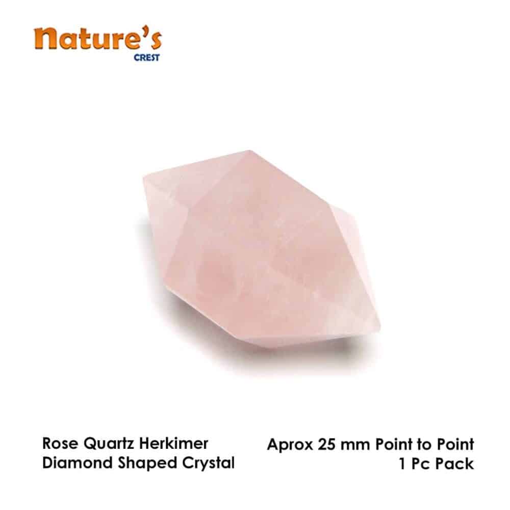 Nature's Crest - Rose Quartz Herkimer Diamond - Rose Quartz Herkimer Cut Point Crystal Vector 1 Pc