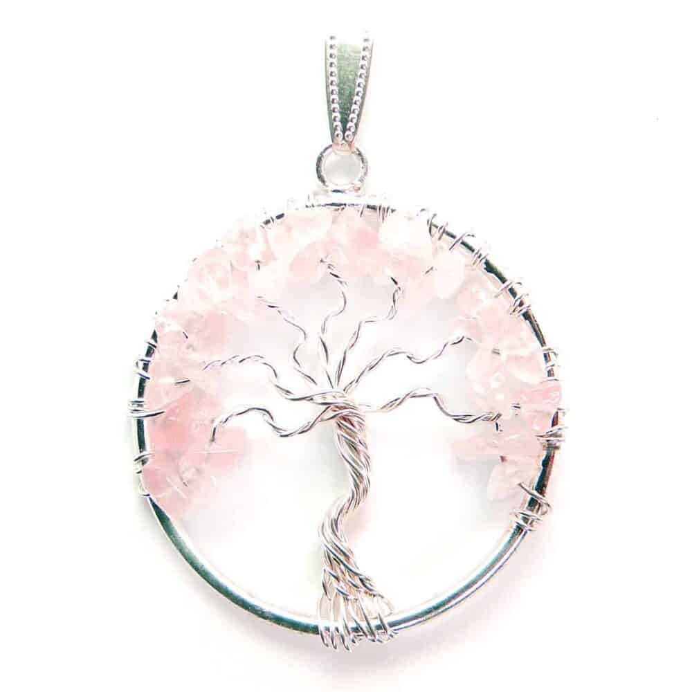 Nature's Crest - Rose Quartz Tree of Life Pendant - Rose Quartz Tree of Life Pendant