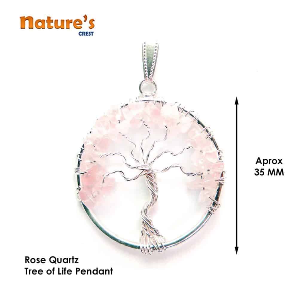 Nature's Crest - Rose Quartz Tree of Life Pendant - Rose Quartz Tree of Life Pendants Vector