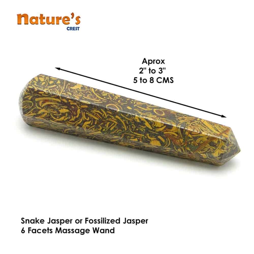 Nature's Crest - Snake Jasper Healing Wand Massage Stick - Snake Jasper 6 Fac Massage Vector A