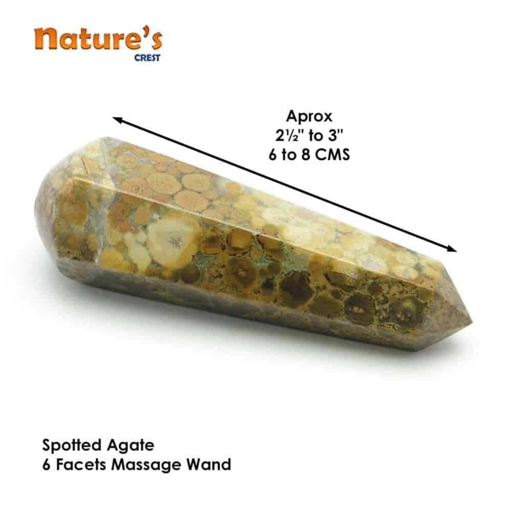 Nature's Crest - Spotted Agate Healing Wand Massage Stick - Spotted Agate 6 Fac Massage Vector A