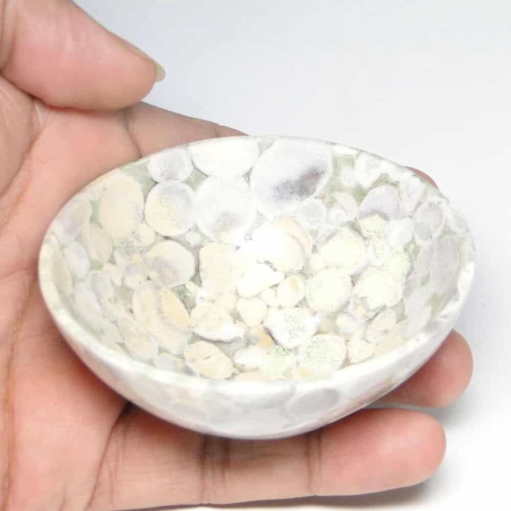 Nature's Crest - Spotted Agate Gemstone Bowl 3" - Spotted Agate Bowl 3 hand