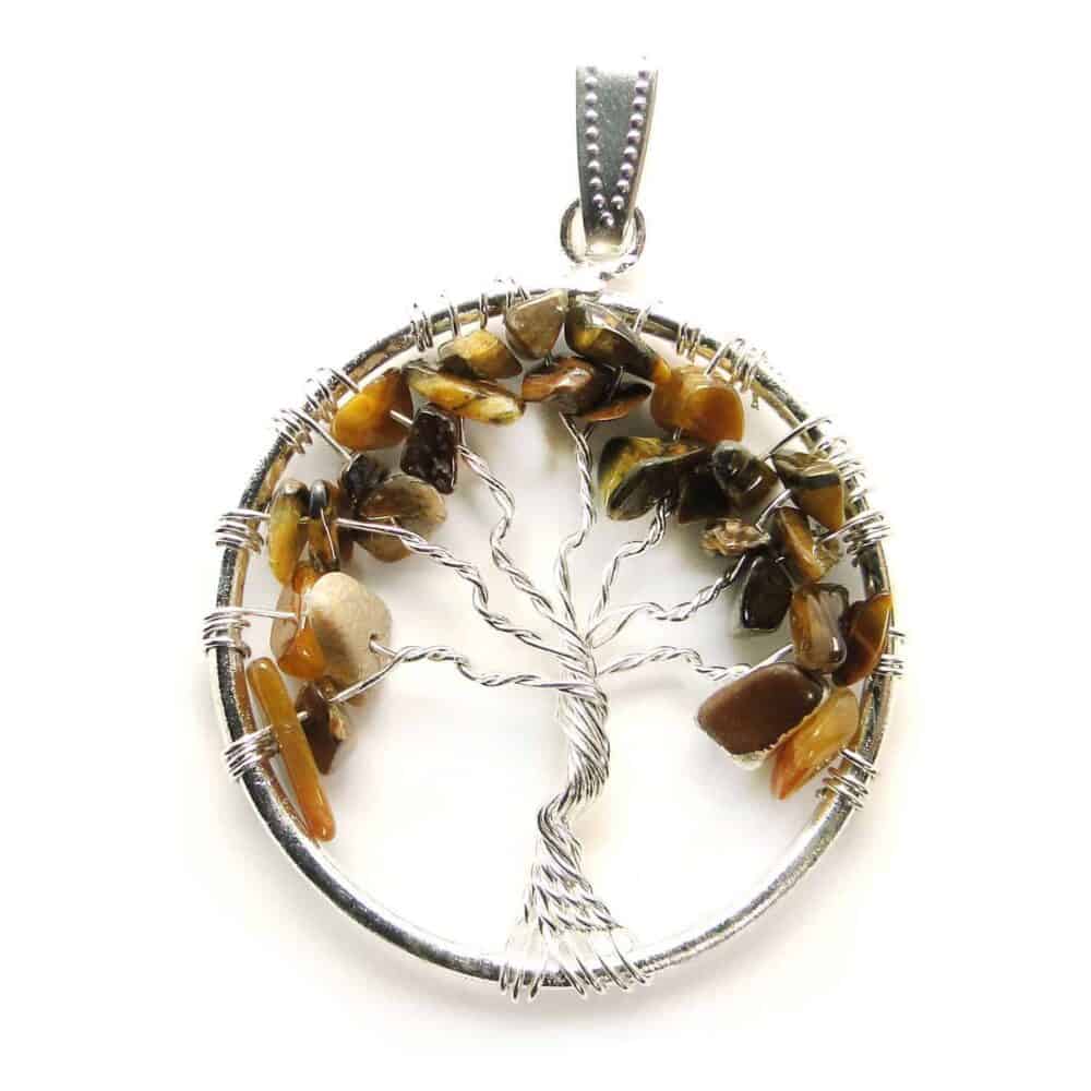 Nature's Crest - Tiger Eye Yellow Tree of Life Pendant - Tiger Eye Tree of Life Pendant