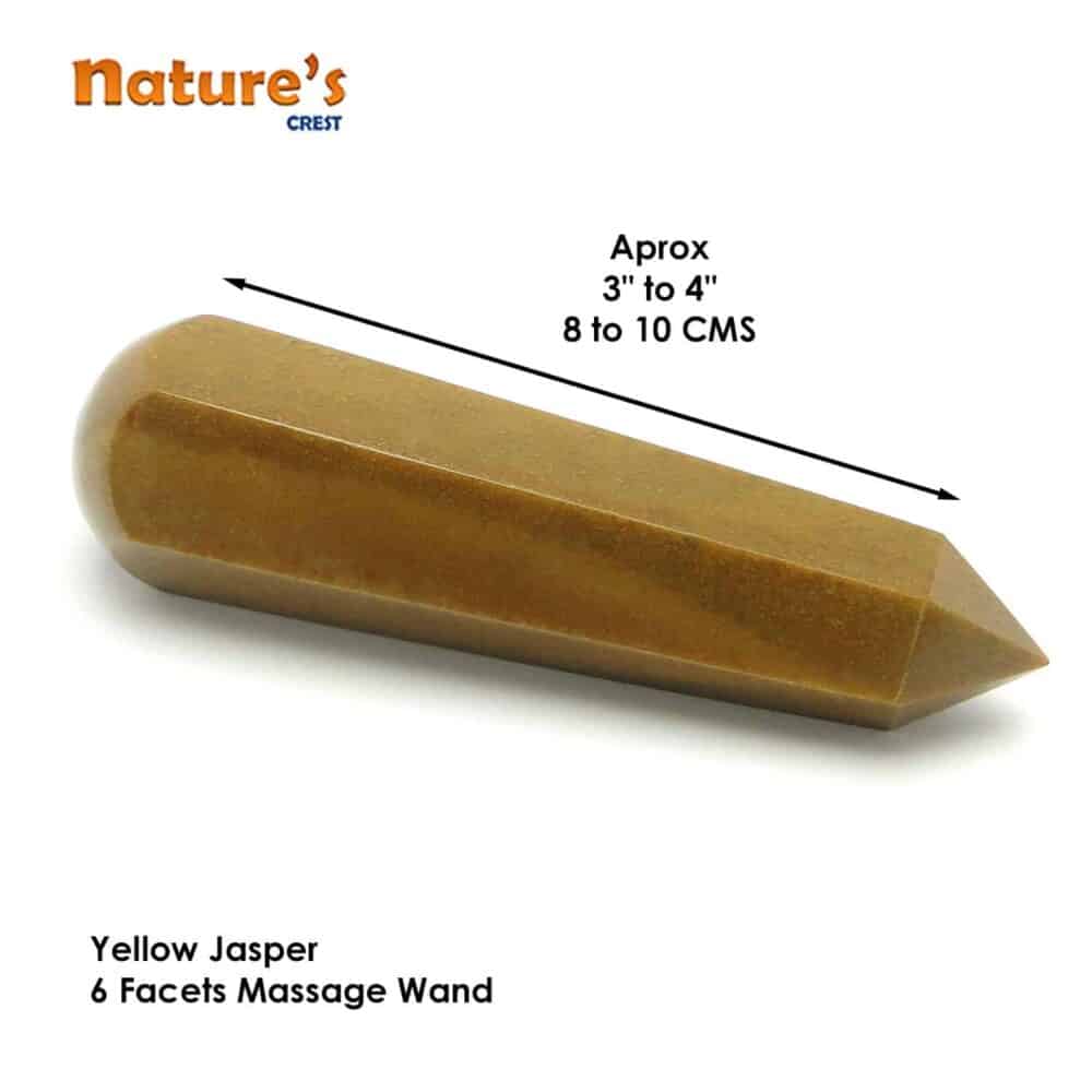 Nature's Crest - Yellow Jasper Healing Wand Massage Stick - Yellow Jasper 6 Fac Massage Vector 1