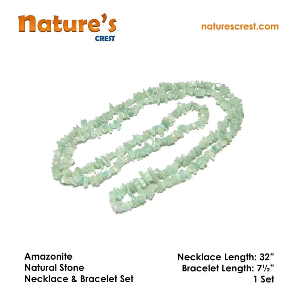 Nature's Crest - Amazonite Chip Beads - Amazonite Natural Stone Necklace Bracelet Set Vector
