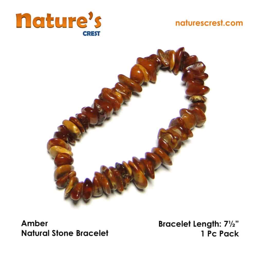 Nature's Crest - Amber Chip Beads - Amber Natural Stone Bracelet Vector