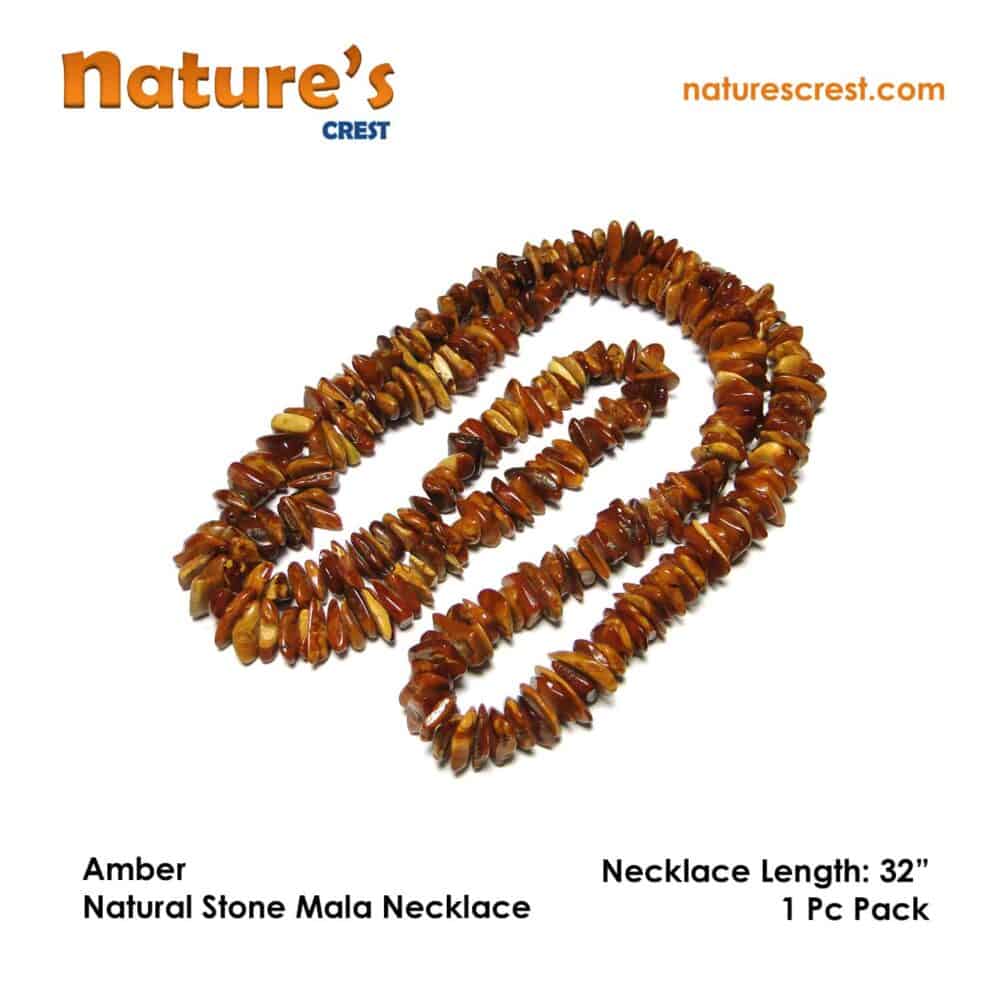 Nature's Crest - Amber Chip Beads - Amber Natural Stone Necklace 32 Vector