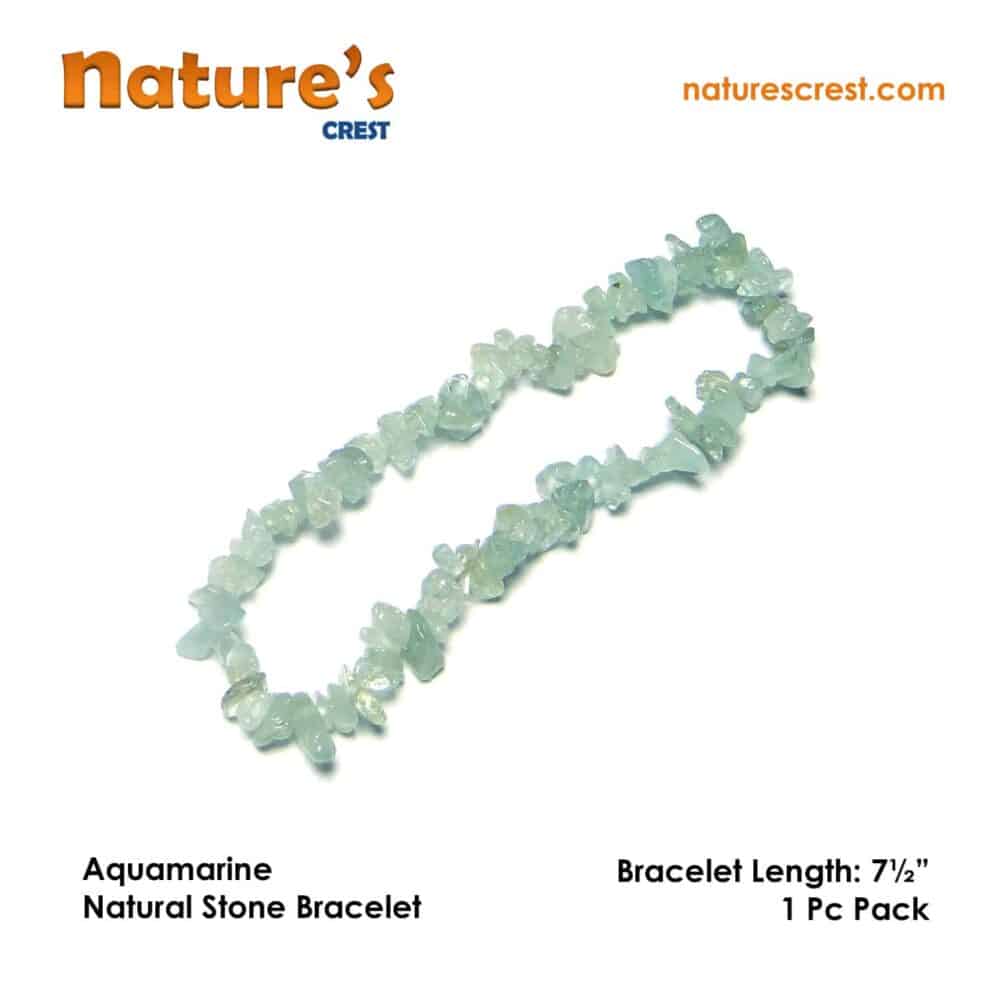 Nature's Crest - Aquamarine Chip Beads - Aquamarine Natural Stone Bracelet Vector