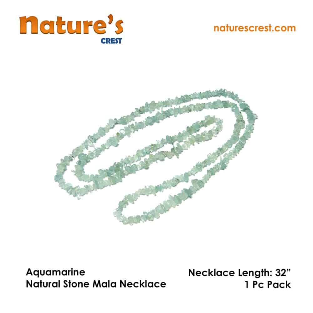 Nature's Crest - Aquamarine Chip Beads - Aquamarine Natural Stone Necklace 32 Vector