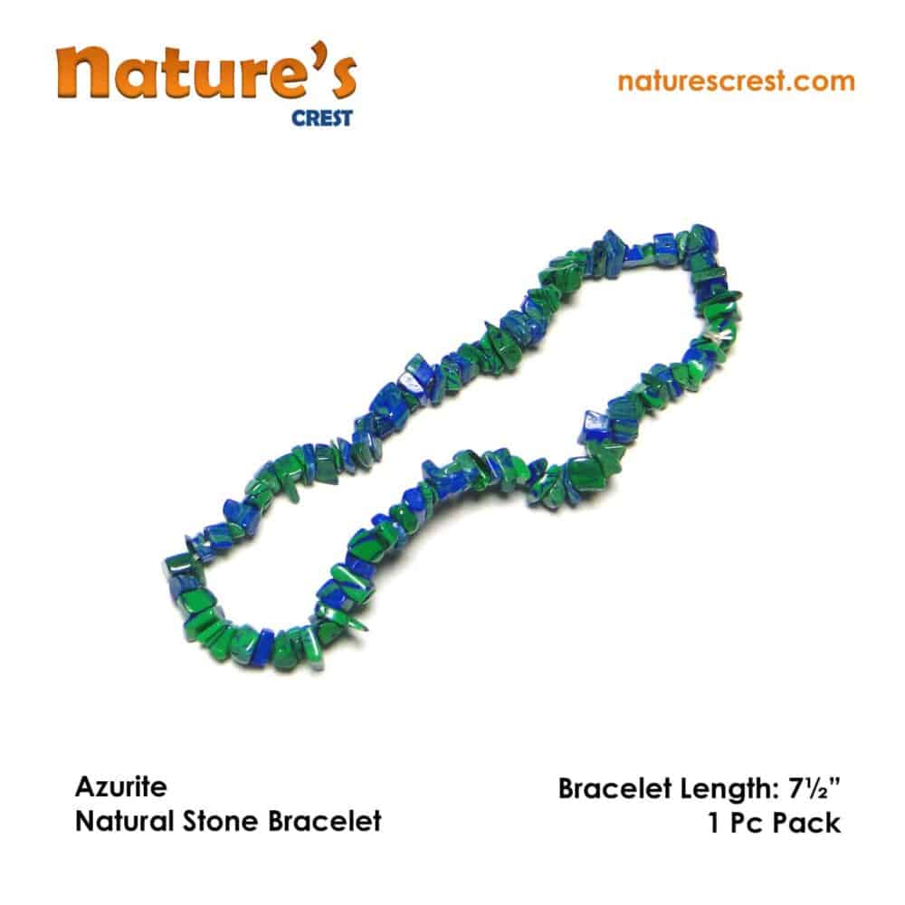 Nature's Crest - Azurite Chip Beads - Azurite Natural Stone Bracelet Vector