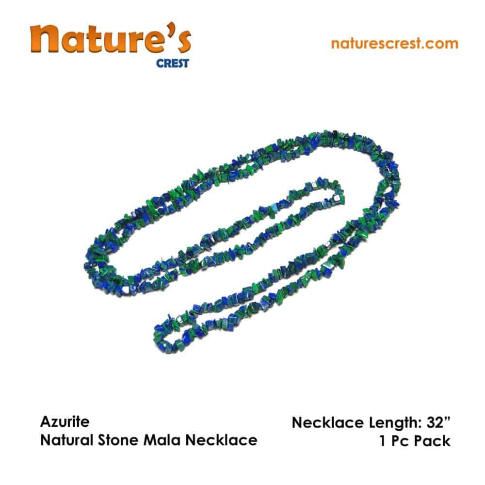 Nature's Crest - Azurite Chip Beads - Azurite Natural Stone Necklace 32 Vector