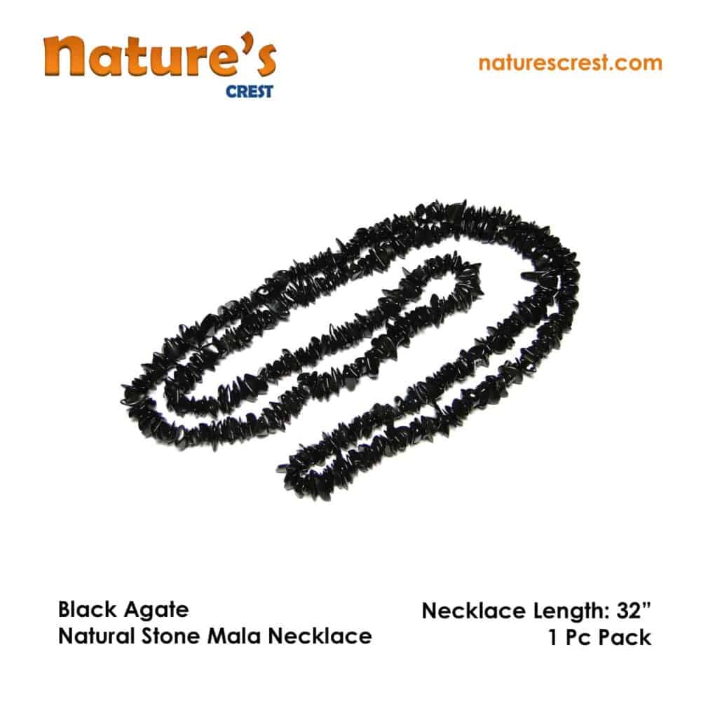 Nature's Crest - Black Agate Chip Beads - Black Agate Natural Stone Necklace 32 Vector