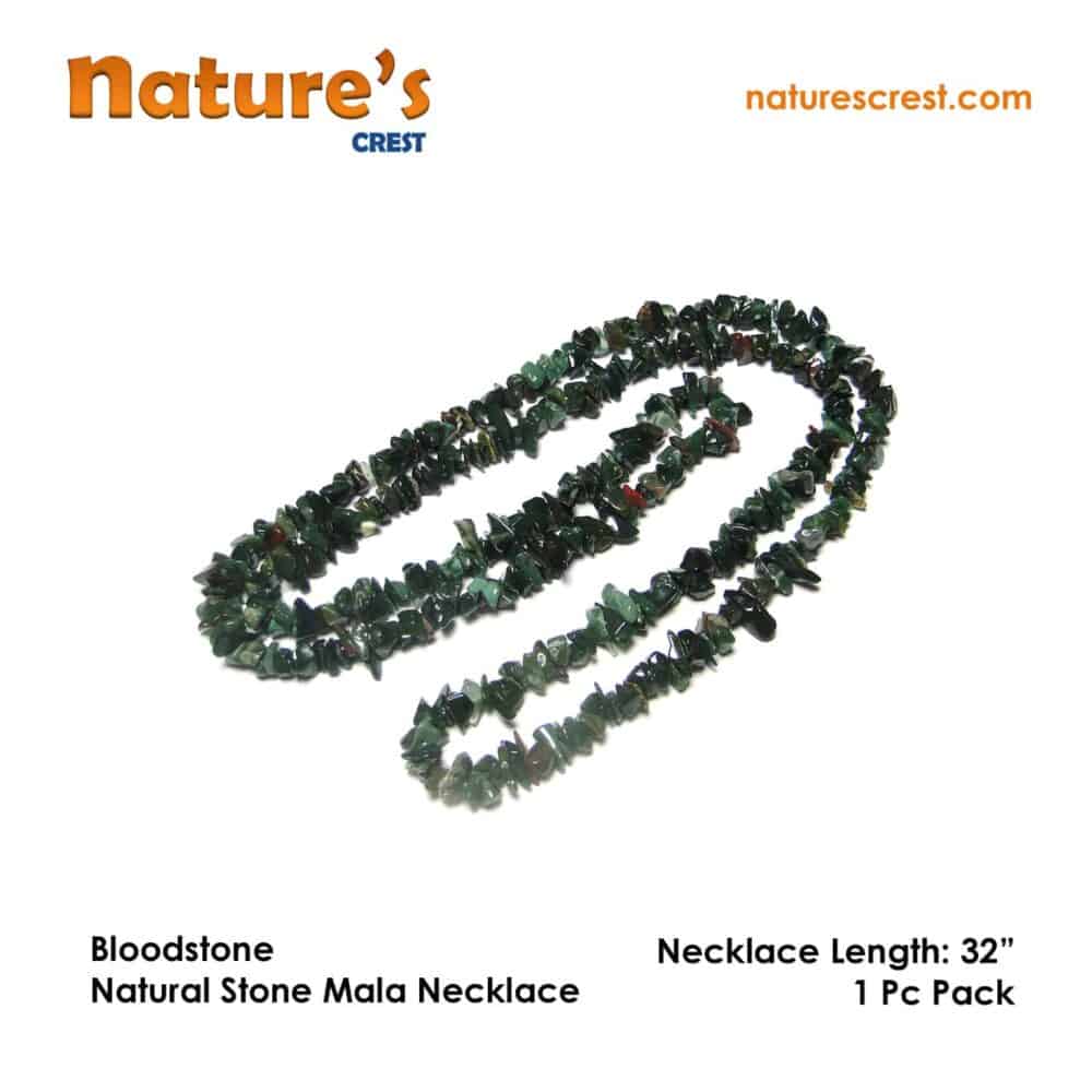 Nature's Crest - Bloodstone Chip Beads - Bloodstone Natural Stone Necklace 32 Vector