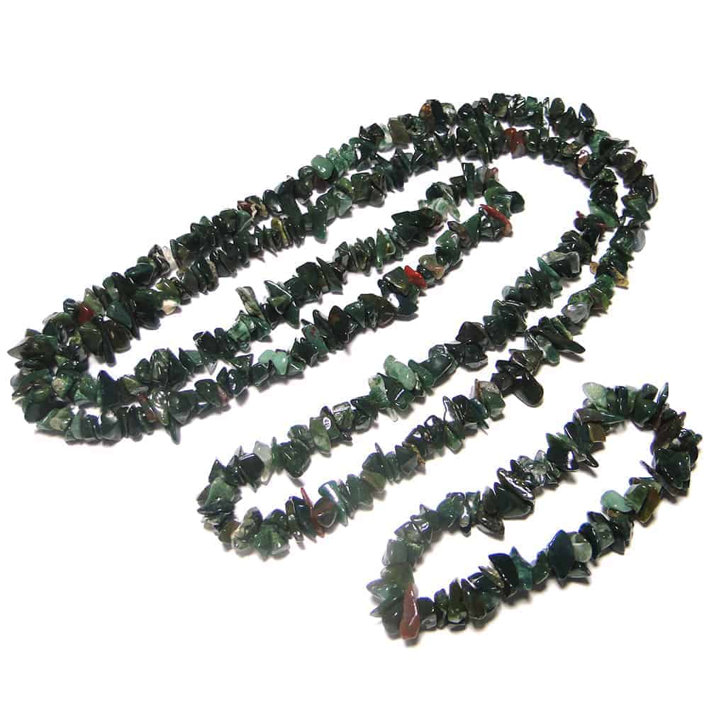 Nature's Crest - Bloodstone Chip Beads - Bloodstone Natural Stone Necklace Bracelet Set