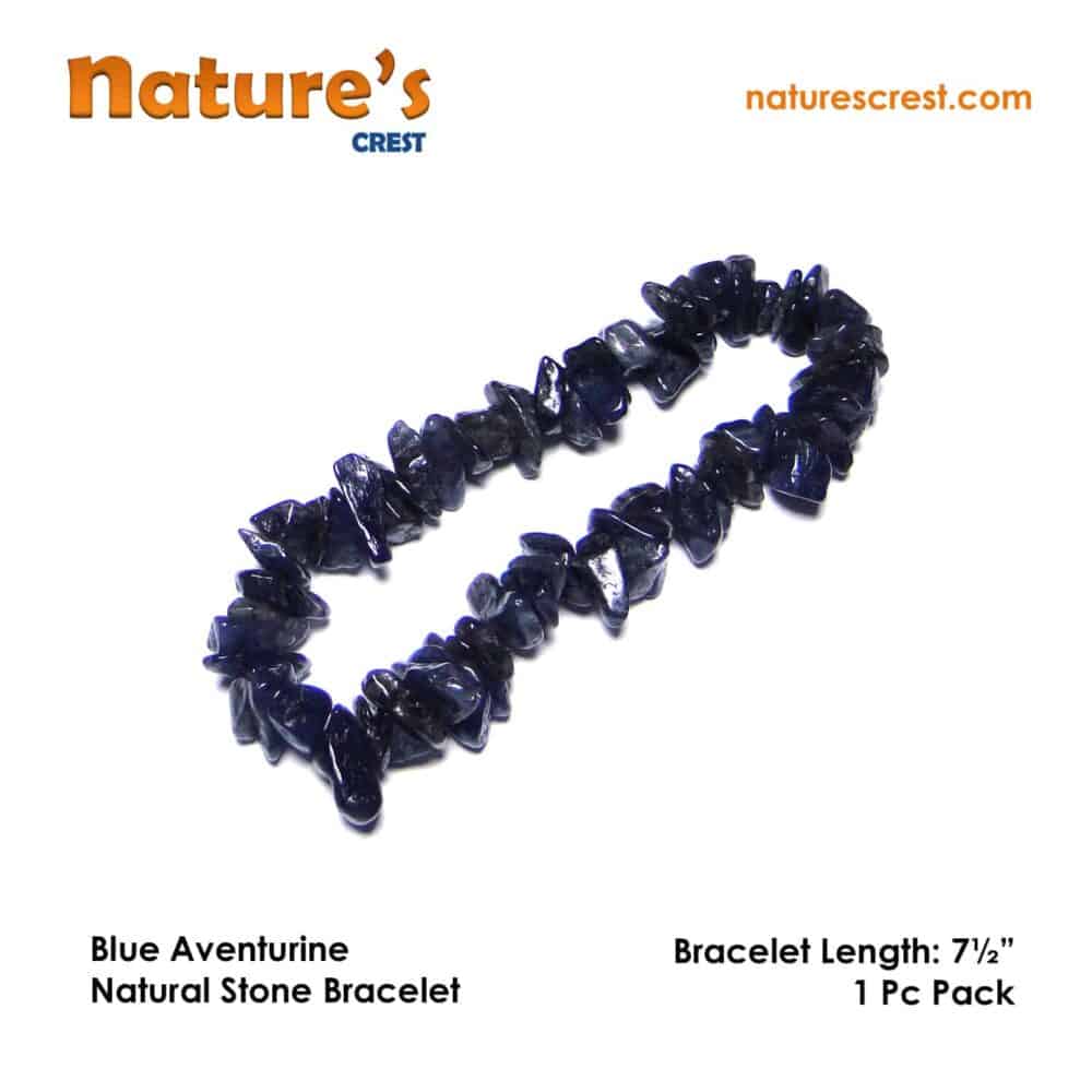 Nature's Crest - Blue Aventurine Chip Beads - Blue Aventurine Natural Stone Bracelet Vector