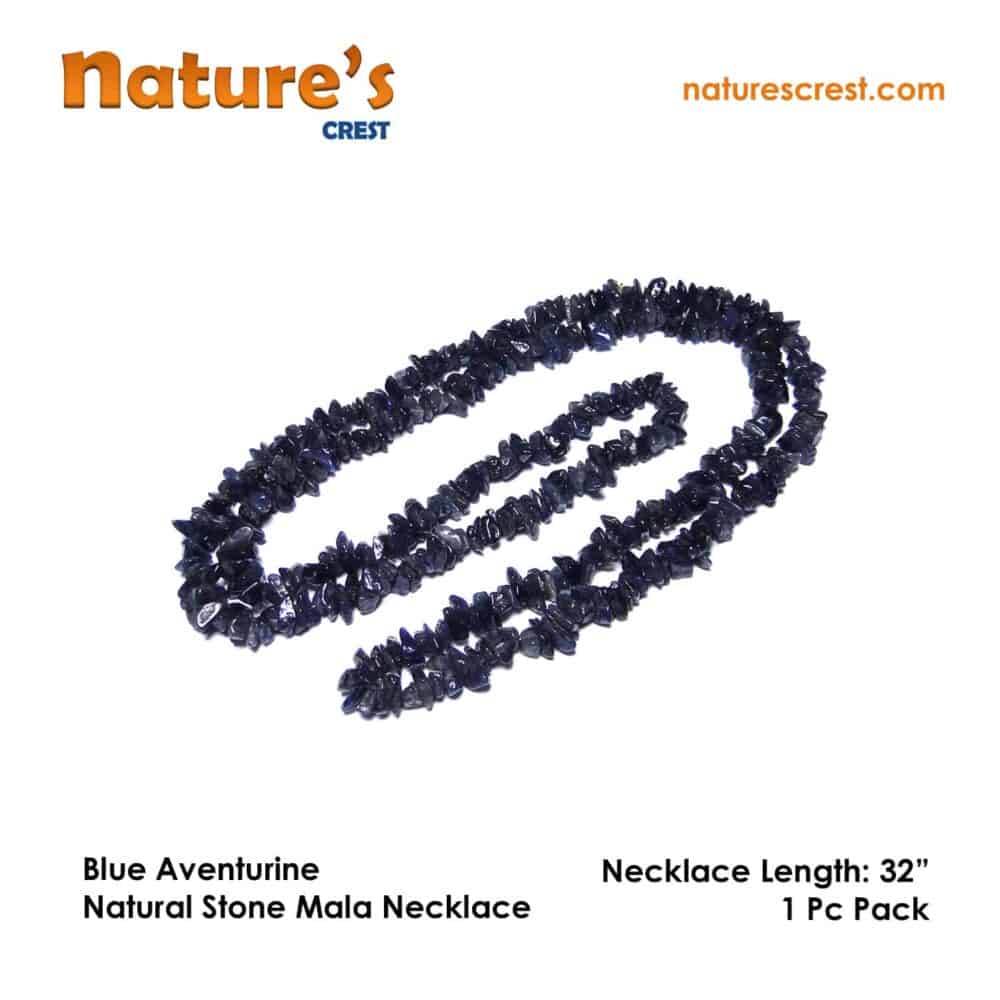 Nature's Crest - Blue Aventurine Chip Beads - Blue Aventurine Natural Stone Necklace 32 Vector