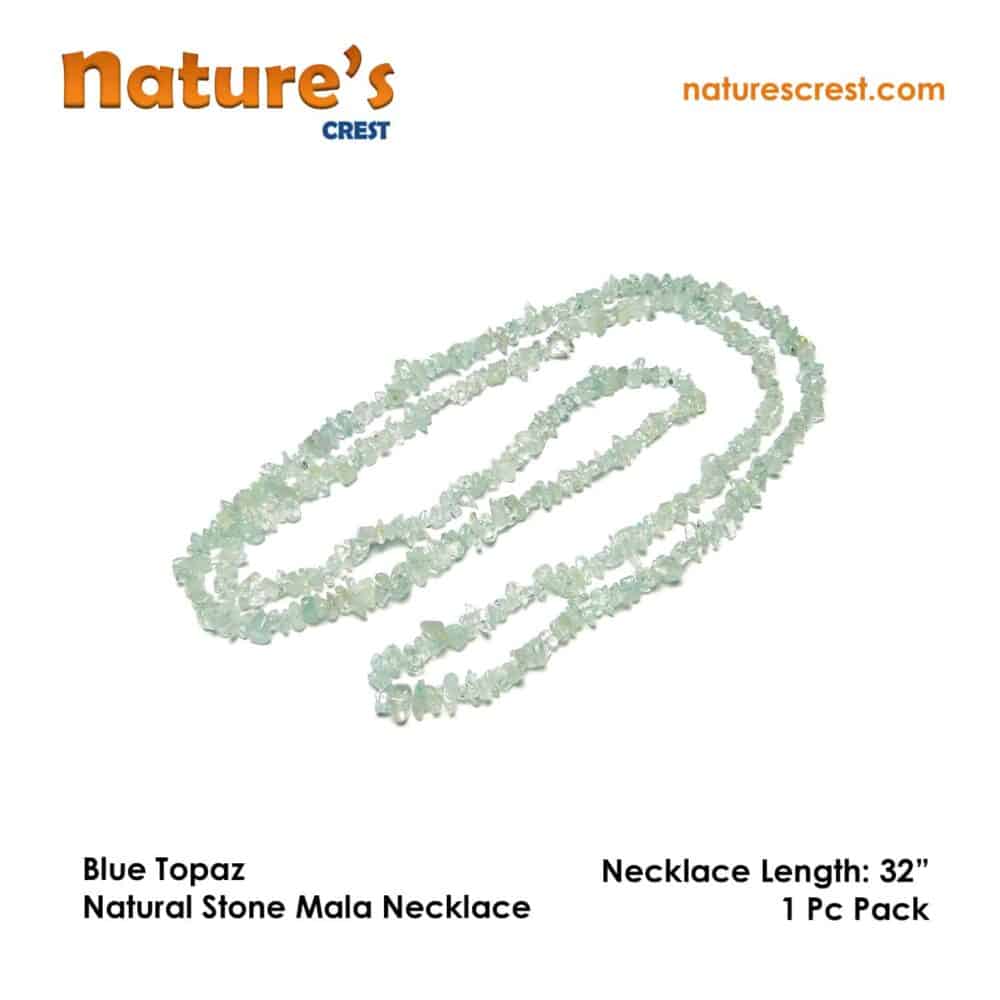 Nature's Crest - Blue Topaz Chip Beads - Blue Topaz Natural Stone Necklace 32 Vector