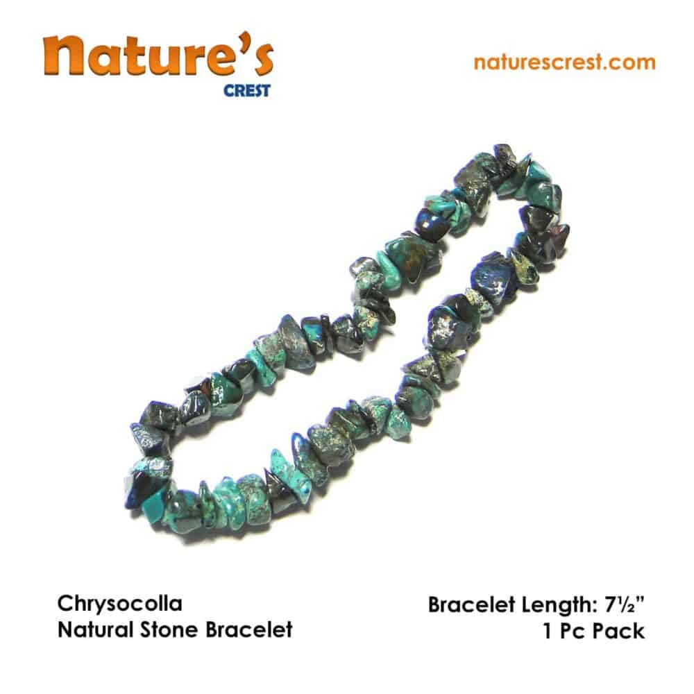 Nature's Crest - Chrysocolla Chip Beads - Chrysocolla Natural Stone Bracelet Vector