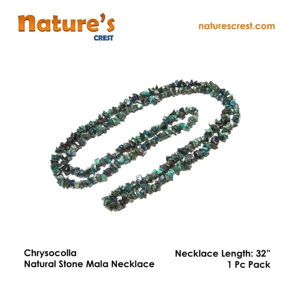 Nature's Crest - Chrysocolla Chip Beads - Chrysocolla Natural Stone Necklace 32 Vector
