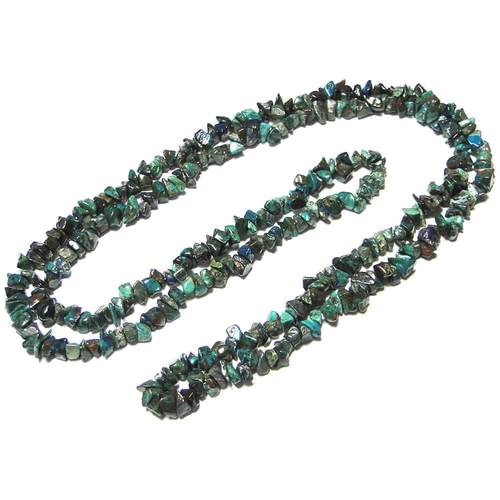 Nature's Crest - Chrysocolla Chip Beads - Chrysocolla Natural Stone Necklace 32