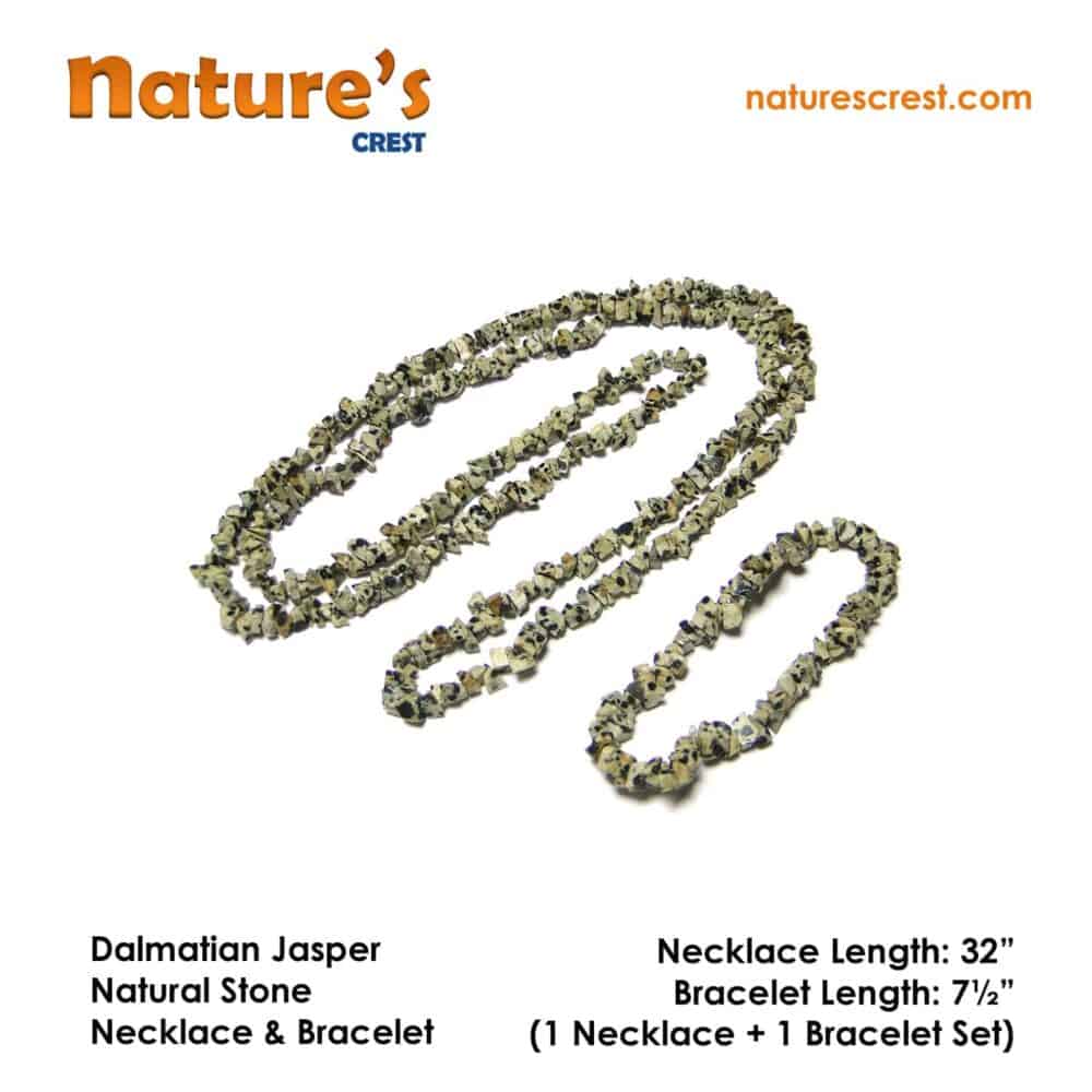 Nature's Crest - Dalmatian Jasper Chip Beads - Dalmatian Jasper Natural Stone Necklace Bracelet Set Vector
