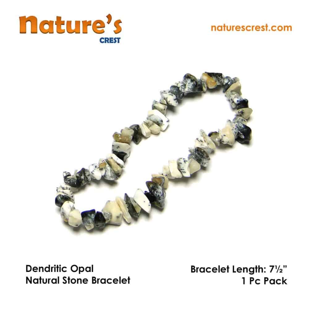 Nature's Crest - Dendritic Opal Chip Beads - Dendritic Opal Natural Stone Bracelet Vector