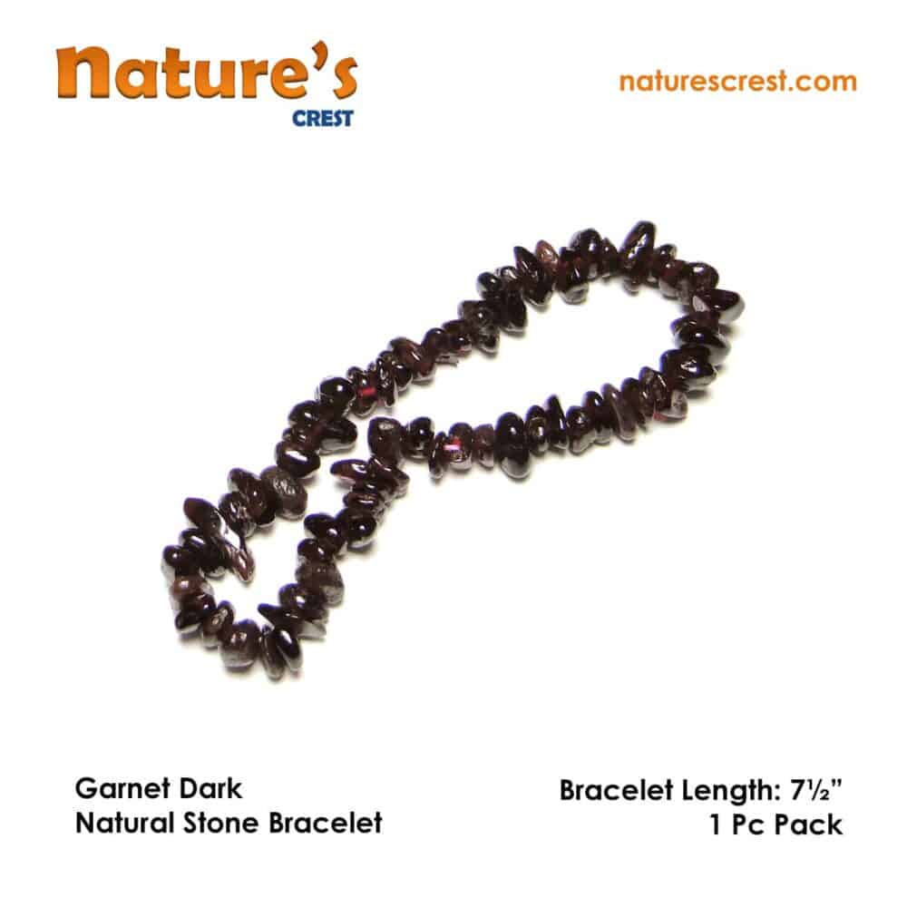 Nature's Crest - Garnet Dark Chip Beads - Garnet Dark Natural Stone Bracelet Vector
