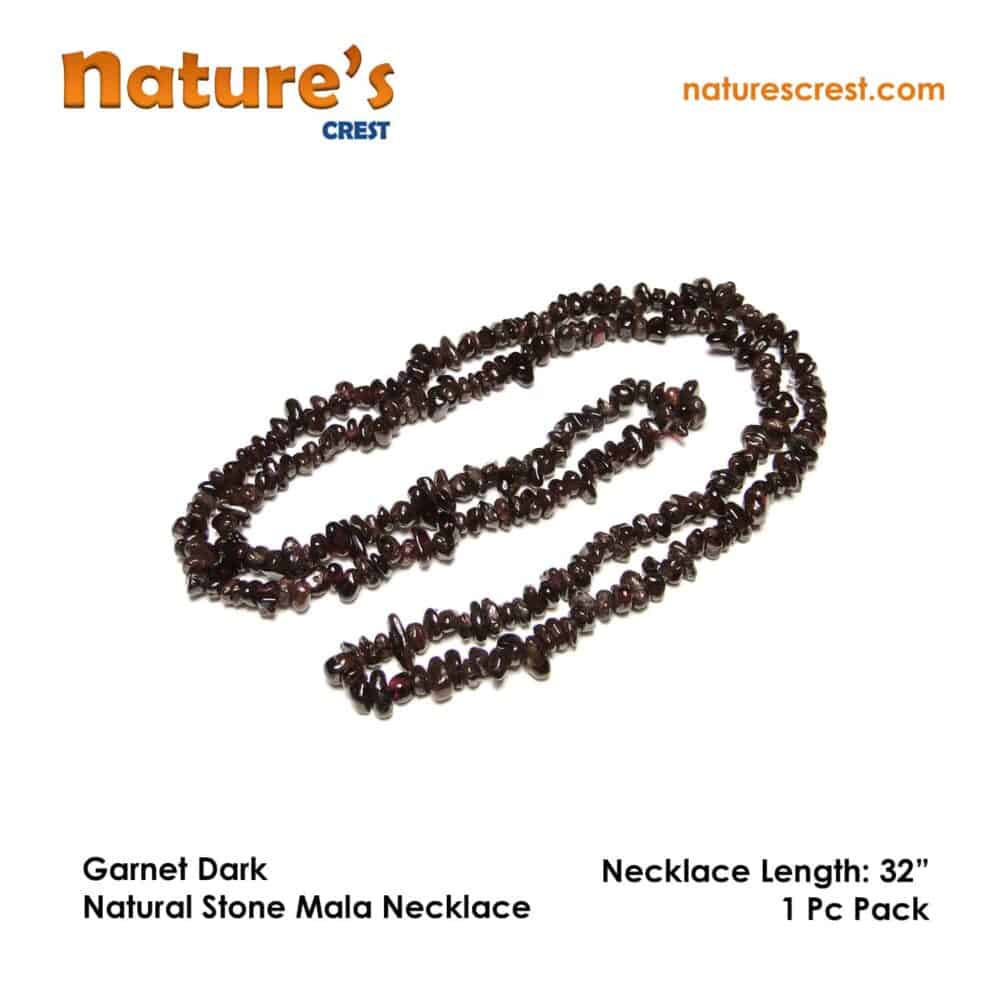 Nature's Crest - Garnet Dark Chip Beads - Garnet Dark Natural Stone Necklace 32 Vector