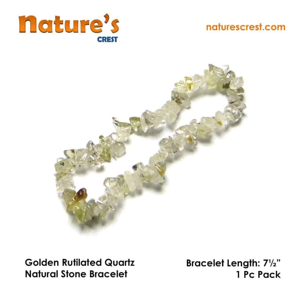 Nature's Crest - Golden Rutilated Quartz Chip Beads - Golden Rutilated Quartz Natural Stone Bracelet Vector